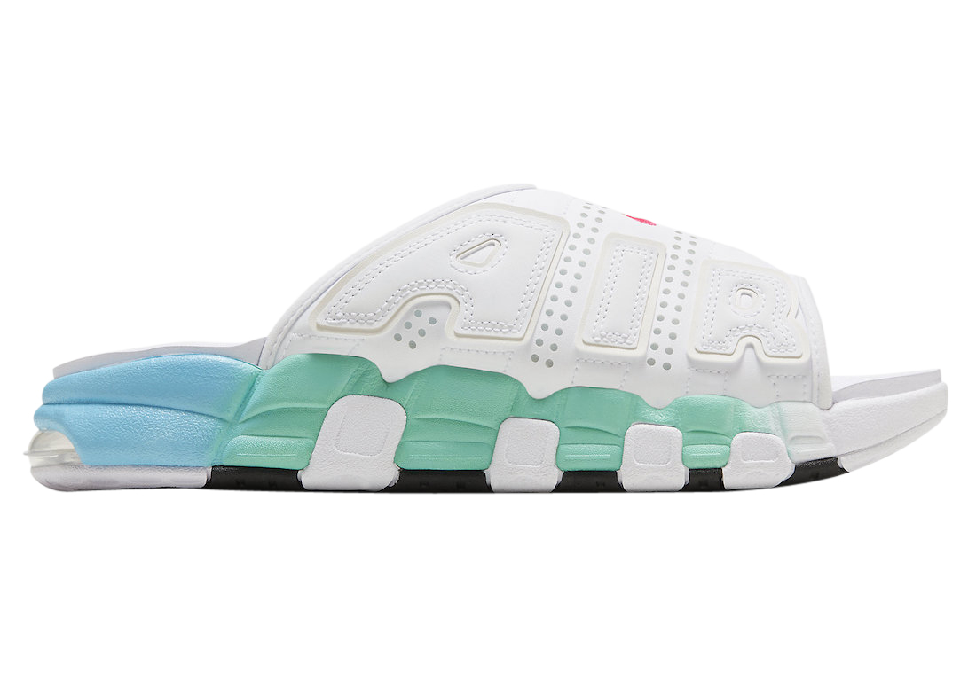 Nike Air More Uptempo Slide White Aqua FN3437-161 - KicksOnFire.com