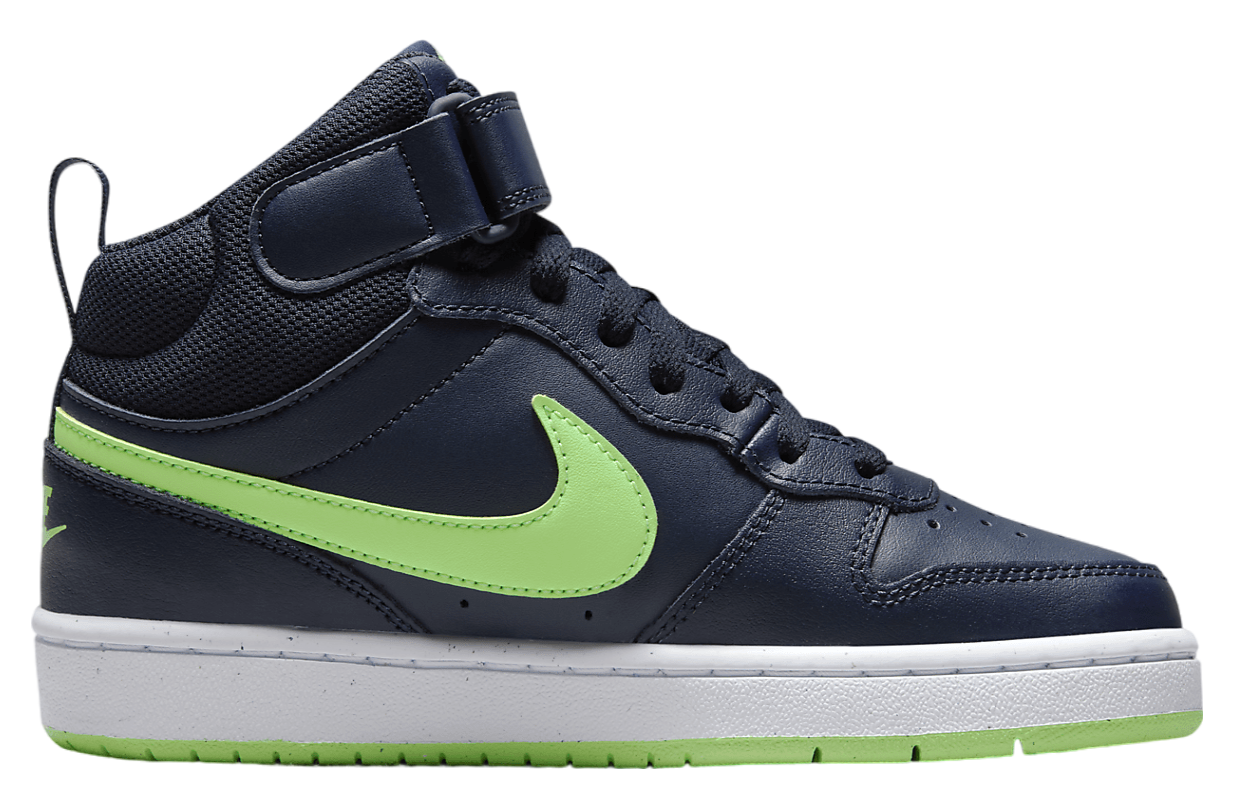 Nike Court Borough Mid 2 GS Dark Obsidian / Lime Blast