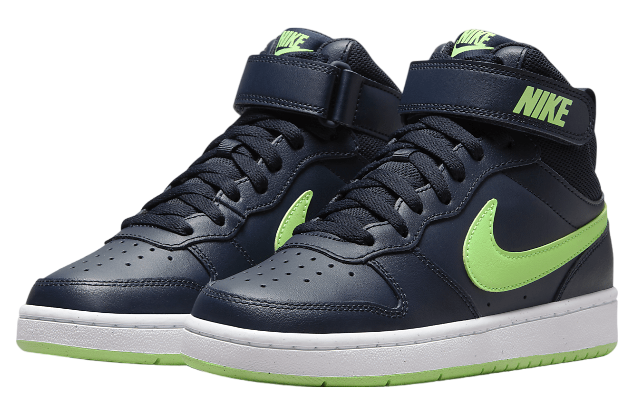 Nike Court Borough Mid 2 GS Dark Obsidian / Lime Blast