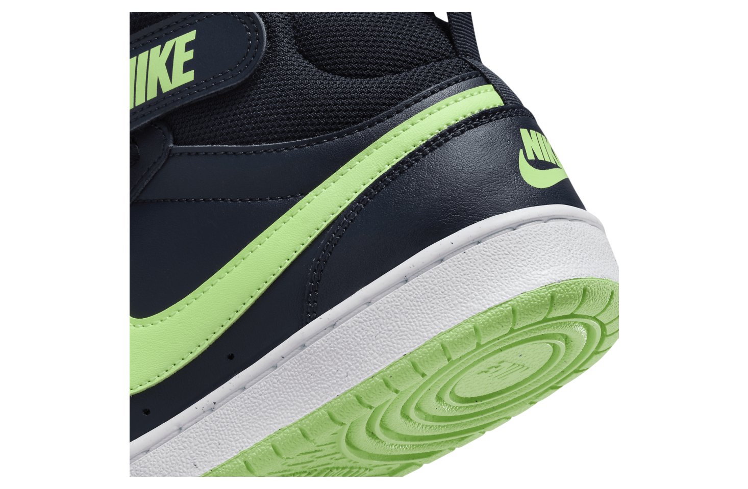 Nike Court Borough Mid 2 GS Dark Obsidian / Lime Blast