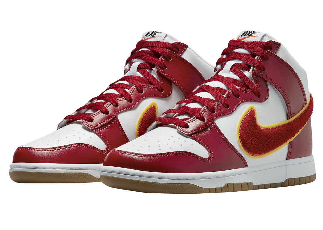 Nike Dunk High Chenille Swoosh White Gym Red DR8805-101