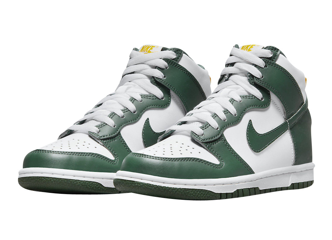 Nike Dunk High GS. Nike Dunk GS. Nike Dunk Hi Green White with Gold Accents. Nike Dunk High Green Australia. Dv sale