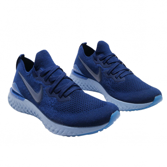 nike women's epic react flyknit 2 running shoes blue void