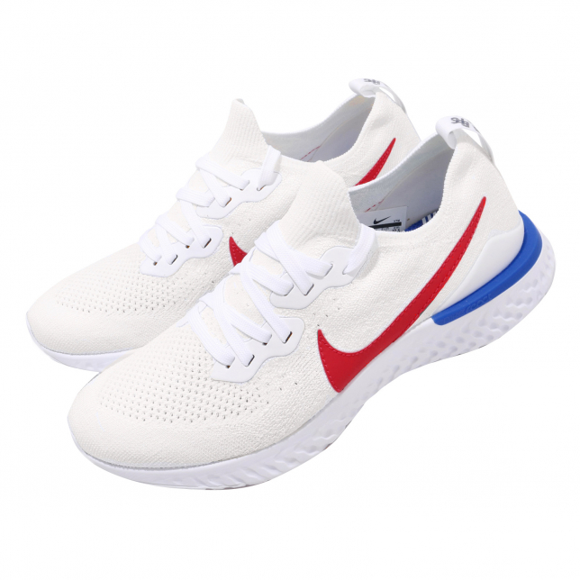 epic react flyknit 2 white blue red