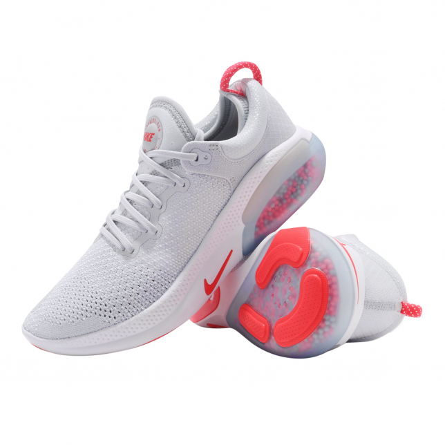Nike Joyride Run Flyknit Pure Platinum Bright Crimson - Aug 2019 - AQ2730002