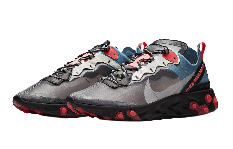 nike react element 87 black cool grey & blue chill