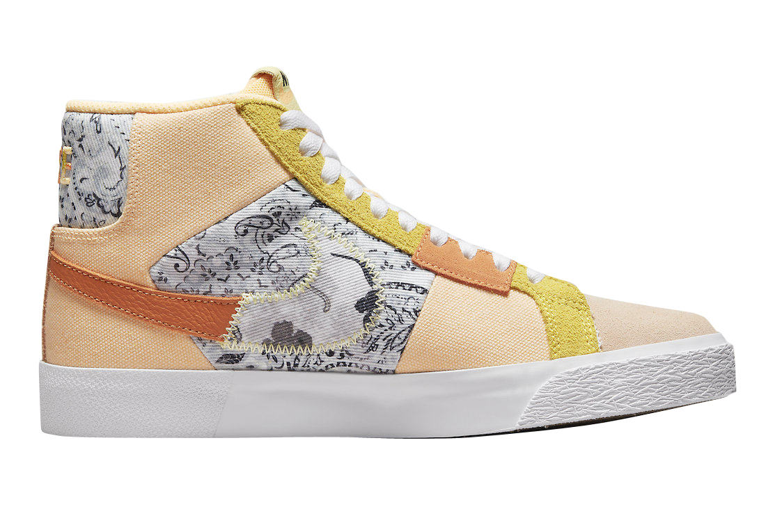 Nike SB Blazer Mid Premium Paisley White Peach - Mar 2022 - DM0859-800