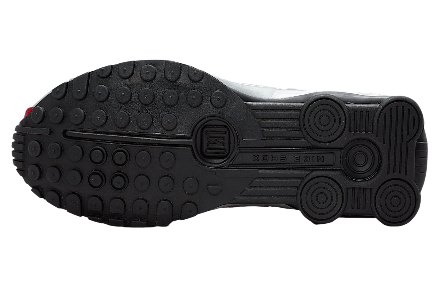 Nike Shox R4 Metallic Silver / Black / Team Crimson