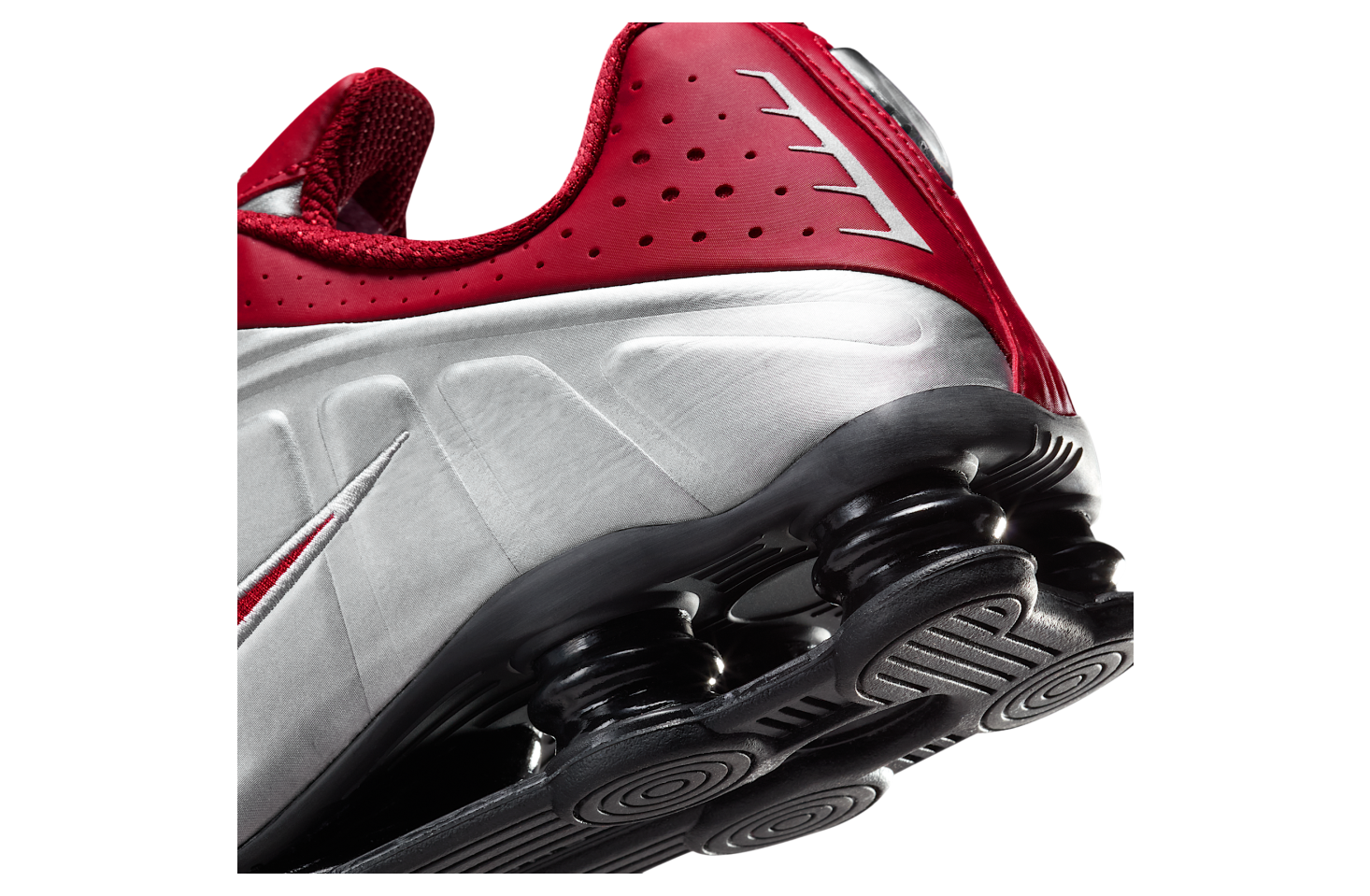 Nike Shox R4 Metallic Silver / Black / Team Crimson
