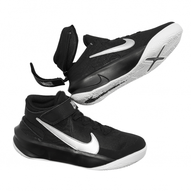 Nike Team Hustle D 10 FlyEase GS Black Metallic Silver