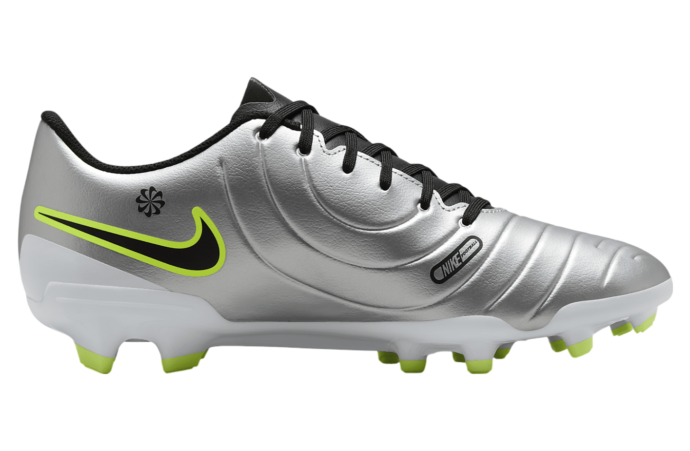 Nike Tiempo Legend 10 Club Low MG Metallic Silver / Volt