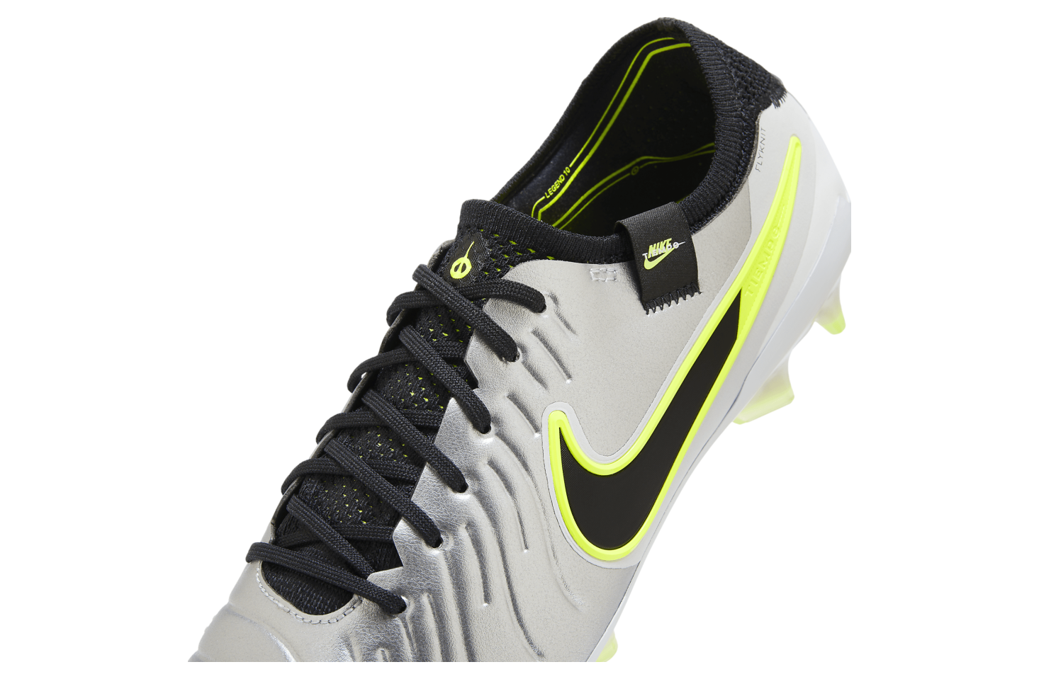 Nike Tiempo Legend 10 Elite Low FG Metallic Silver / Volt