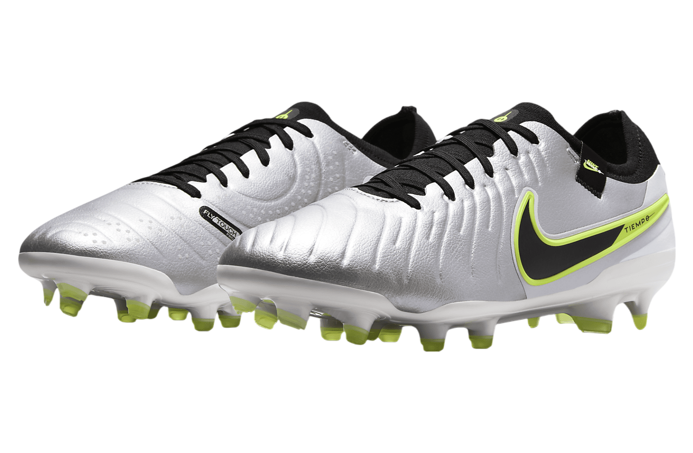 Nike Tiempo Legend 10 Pro Low FG Metallic Silver / Volt