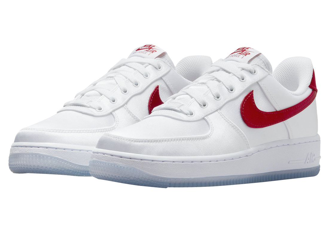 Nike WMNS Air Force 1 Low Satin White Red - Mar 2023 - DX6541-100