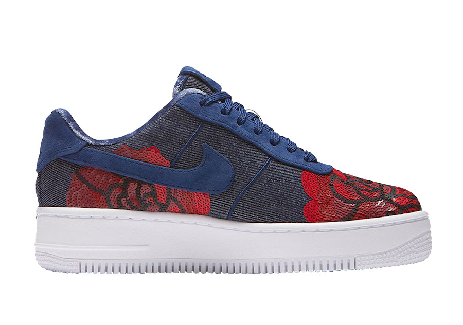 Nike WMNS Air Force 1 Upstep Floral Sequin Binary Blue