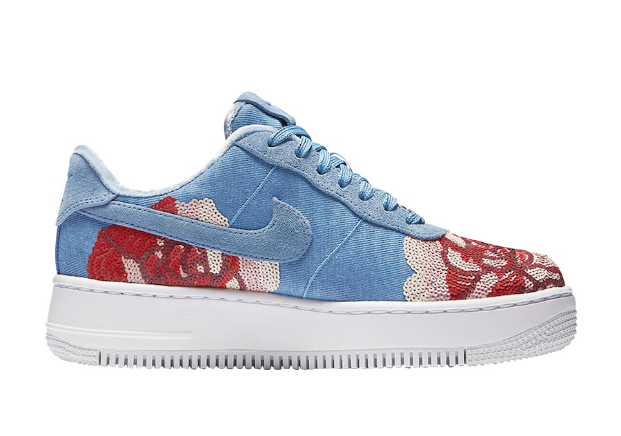 Nike WMNS Air Force 1 Upstep Floral Sequin December Sky 898421-402 ...