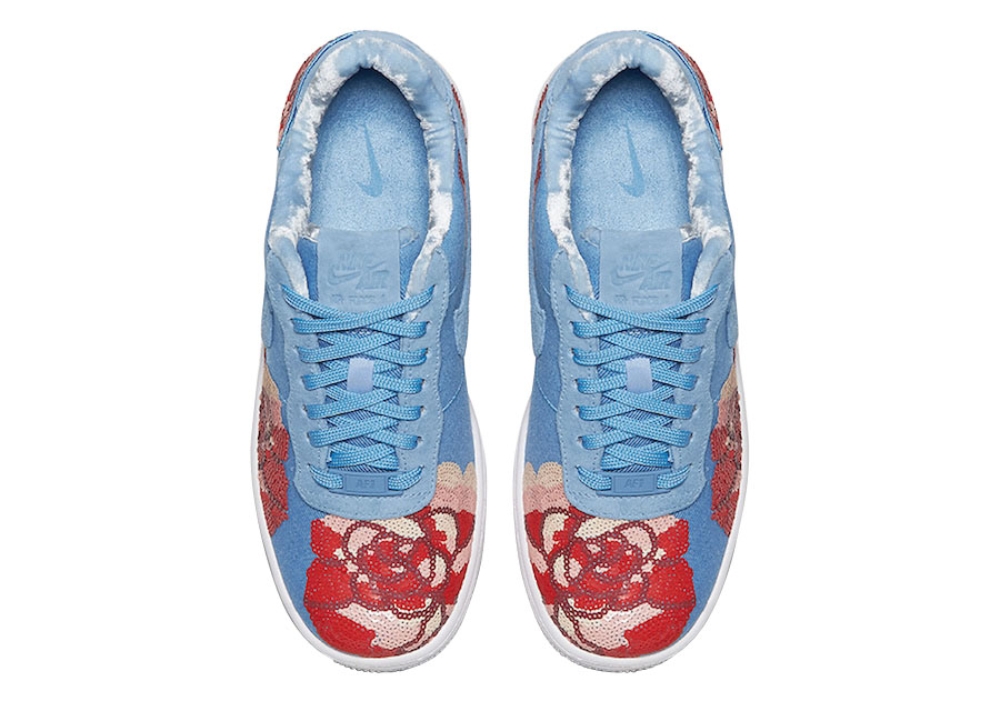 Nike WMNS Air Force 1 Upstep Floral Sequin December Sky 898421-402