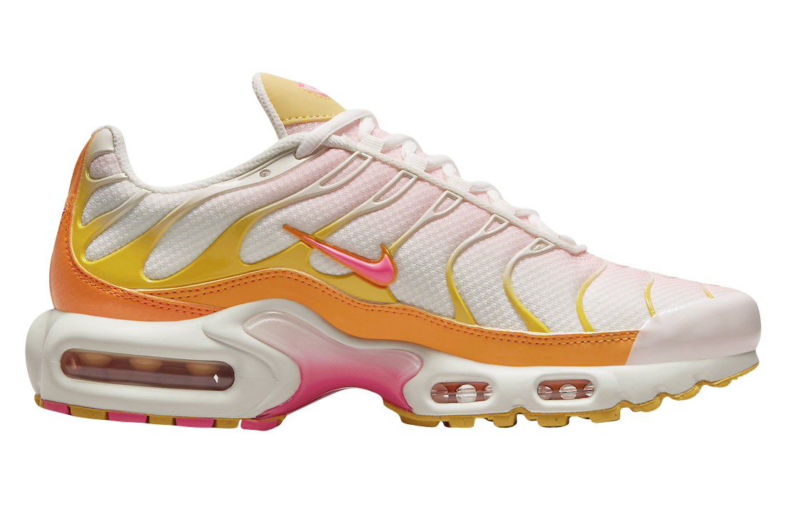 white pink and yellow air max plus