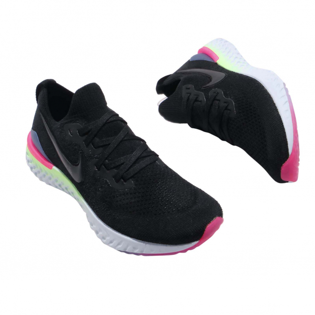 Epic react flyknit 2 hotsell black/sapphire/lime blast/black