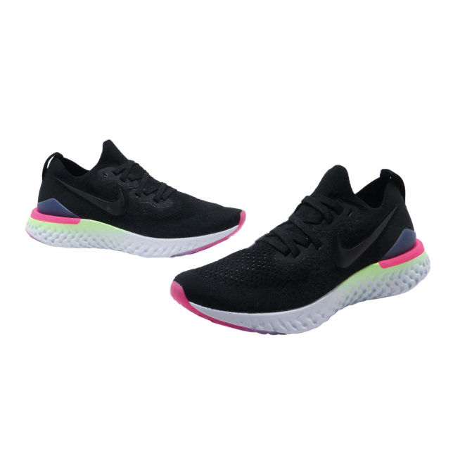 Nike epic react flyknit 2 women's black/sapphire/lime blast best sale