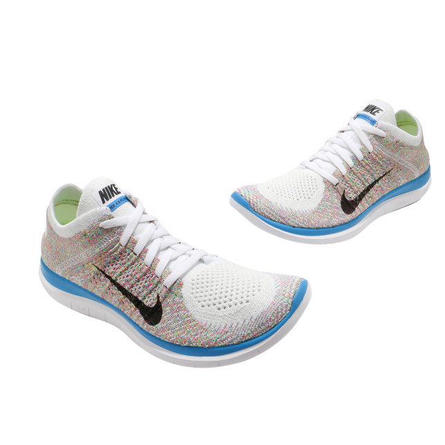 Nike WMNS Free Flyknit 4.0 White Black Photo Blue