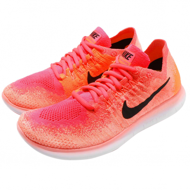 Nike WMNS Free RN Flyknit Bright Mango Black Racer Pink - KicksOnFire.com