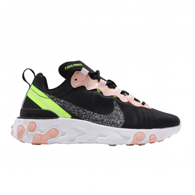 Nike WMNS React Element 55 PRM Black Volt Coral Stardust