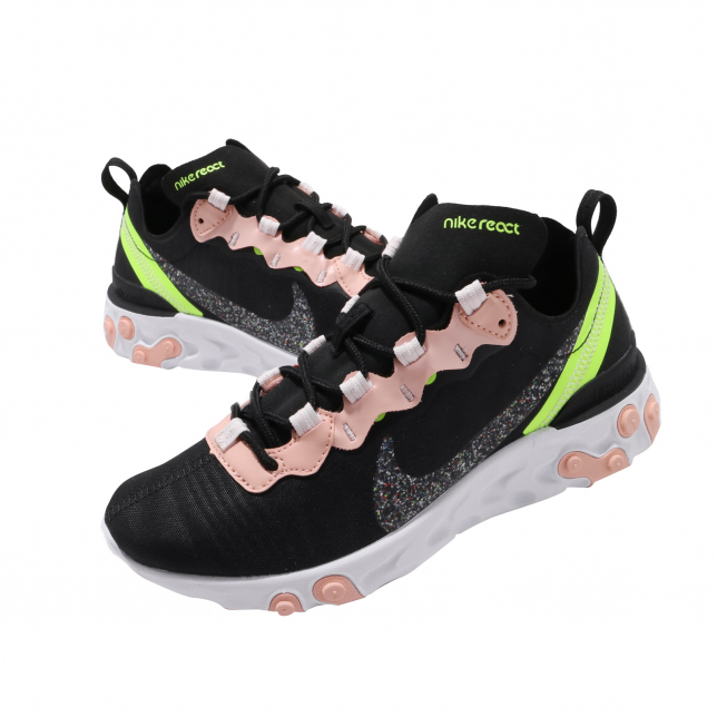 Nike WMNS React Element 55 PRM Black Volt Coral Stardust