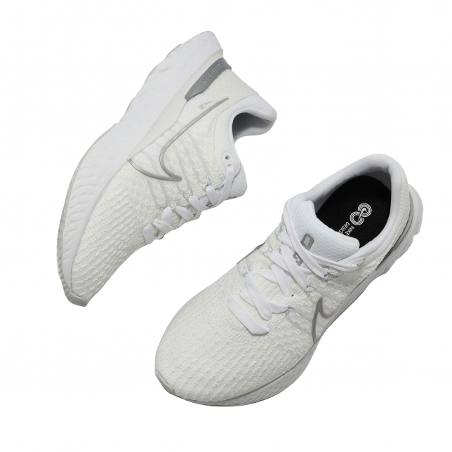 Nike WMNS React Infinity Run Flyknit 3 White Metallic Silver - May 2022 - DD3024101
