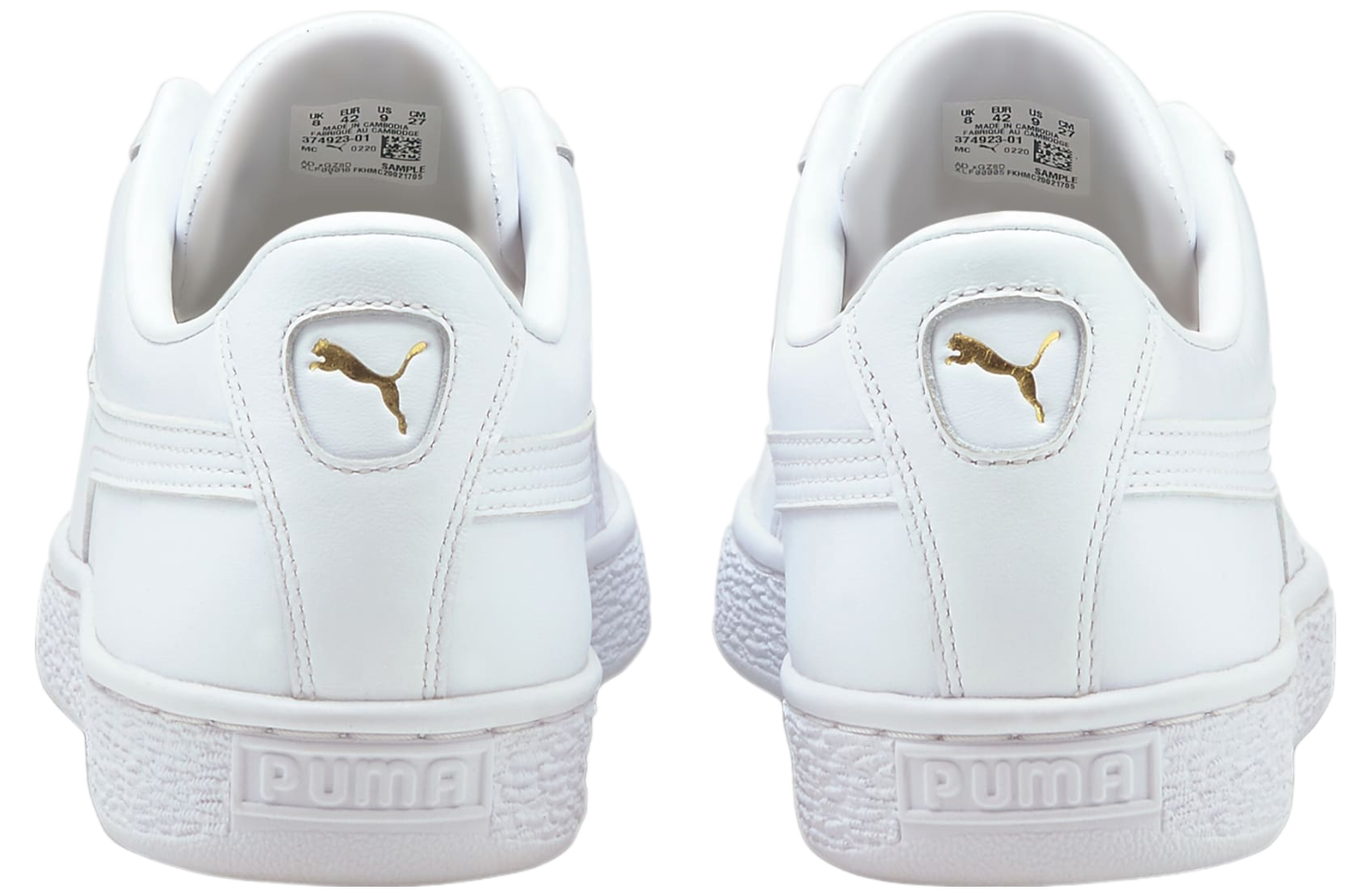 Puma white basket shoes deals