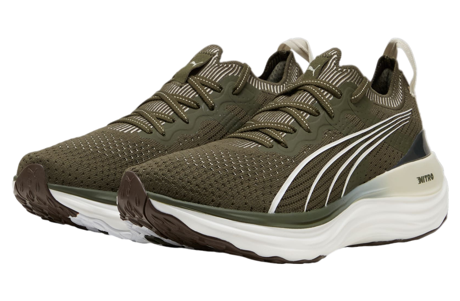 Puma Foreverrun Nitro Knit Dark Olive / White