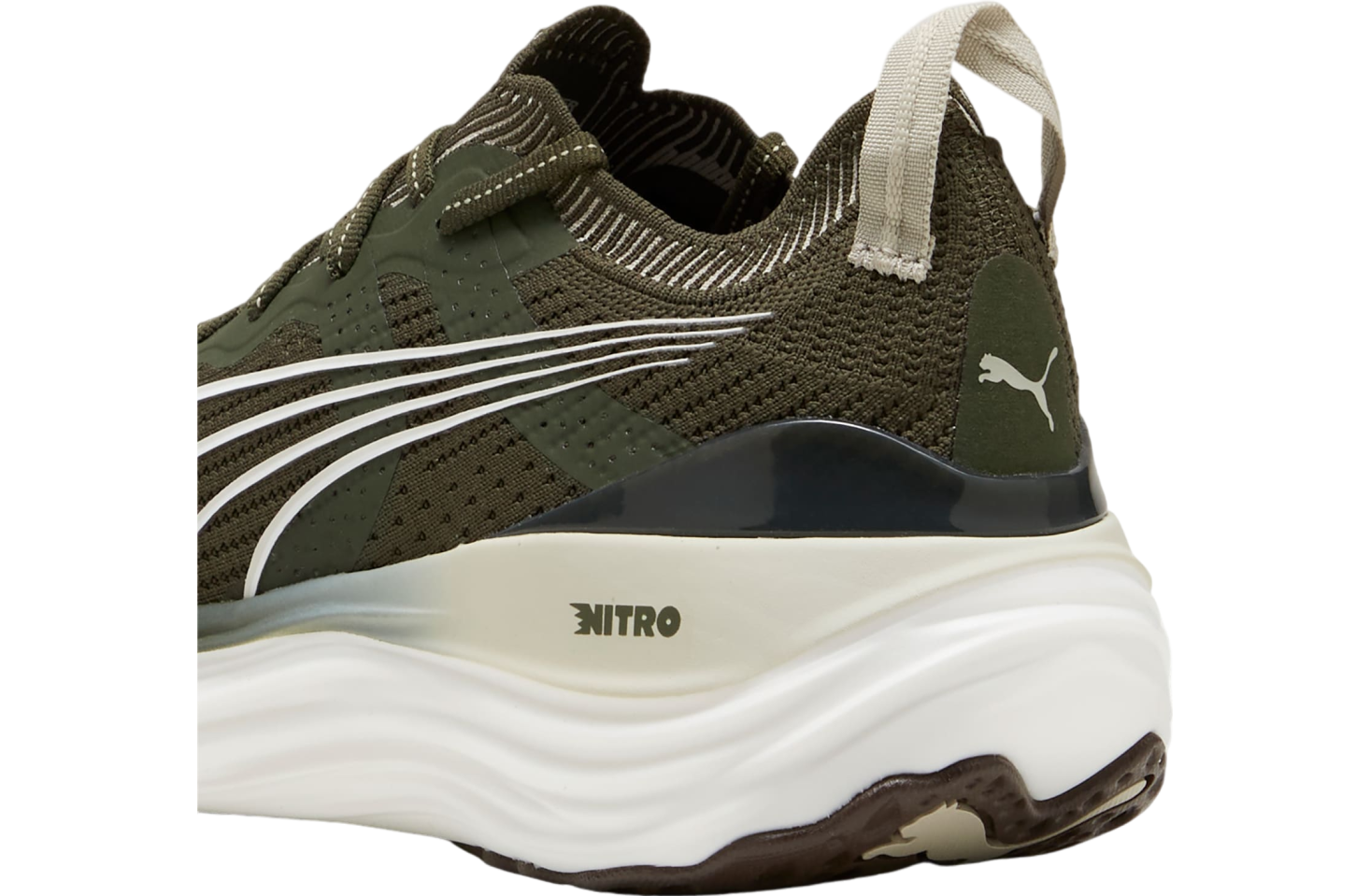 Puma Foreverrun Nitro Knit Dark Olive / White