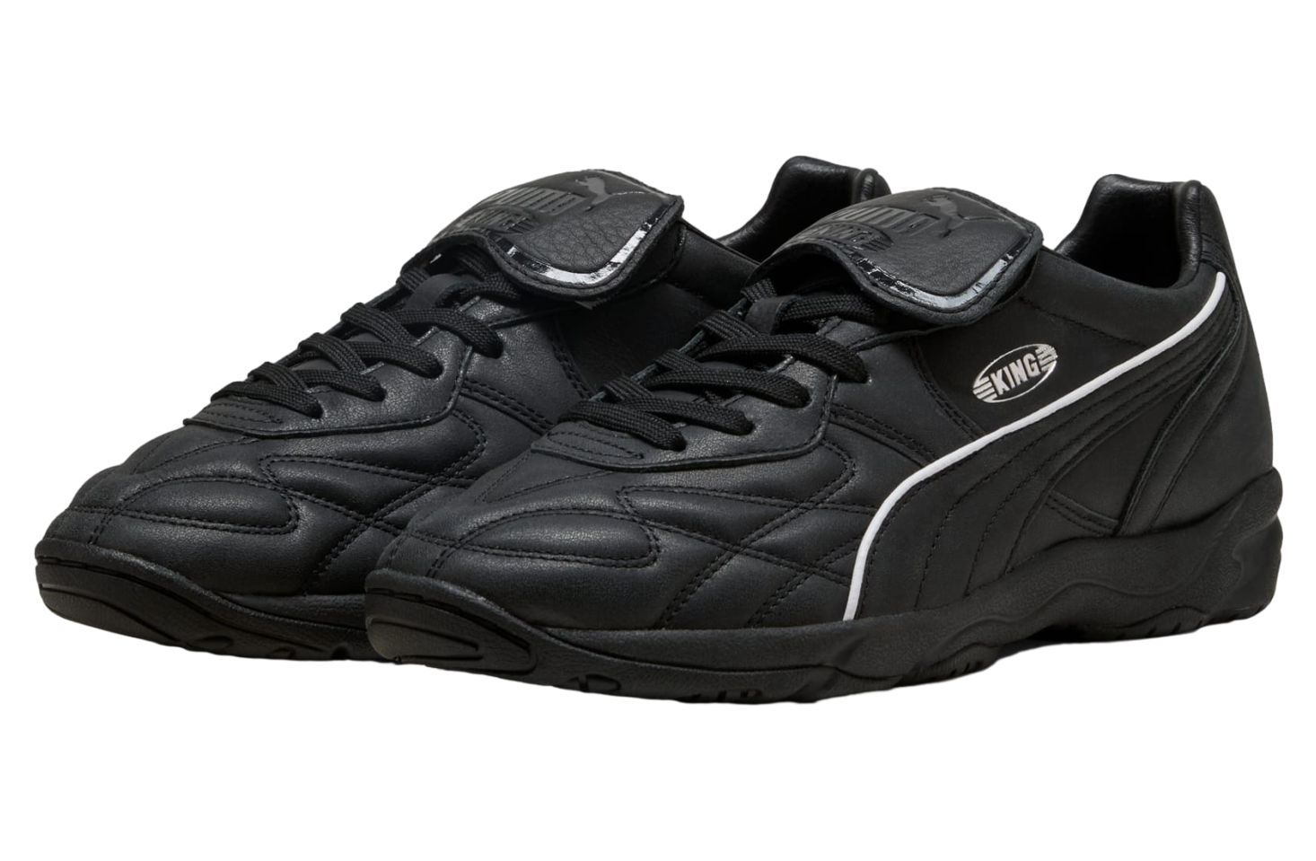 国内配送 PUMA KING INDOOR BLACK/WARM WHITE Men's Puma King Indoor Sneakers - Black/Warm White – Cool