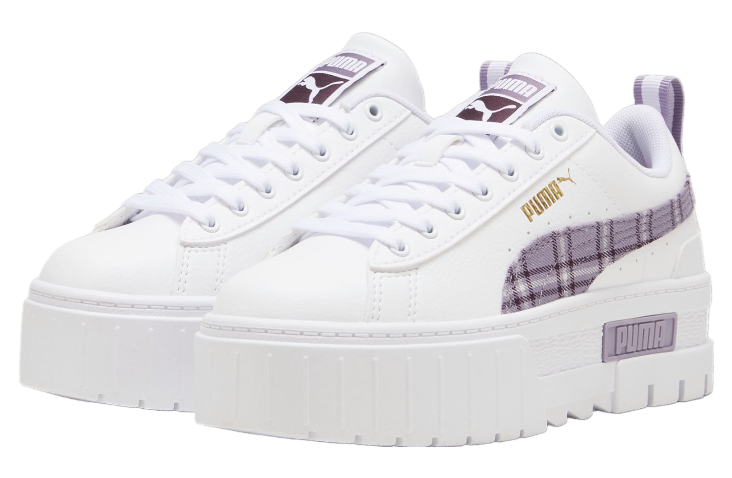 Puma Mayze Winter Tartan GS White / Pale Plum