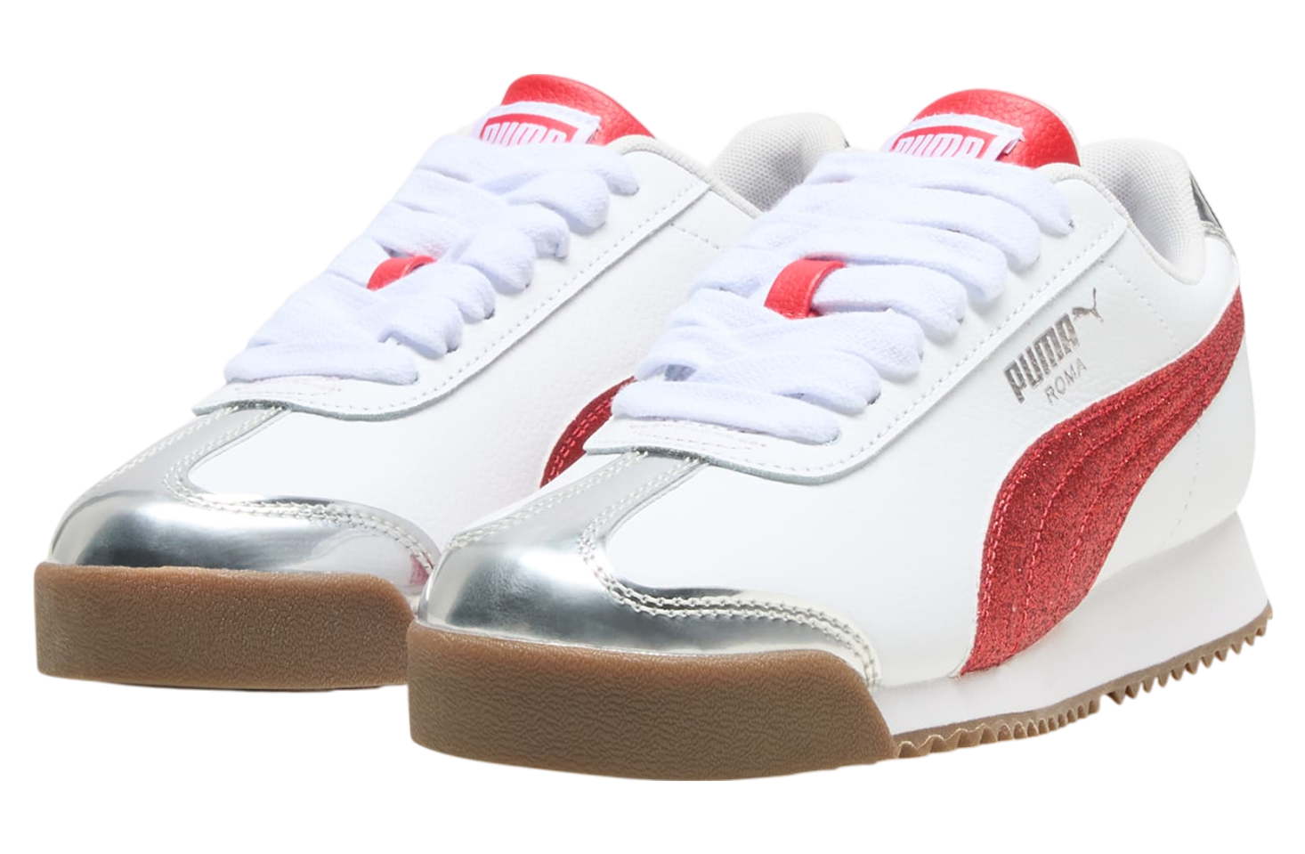 Puma Roma 24 Holiday Glitz Big Kids White / For All Time Red