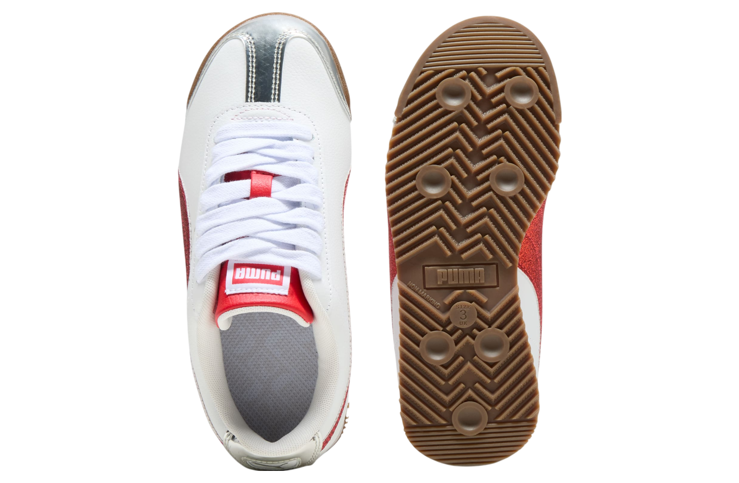 Puma Roma 24 Holiday Glitz Big Kids White / For All Time Red