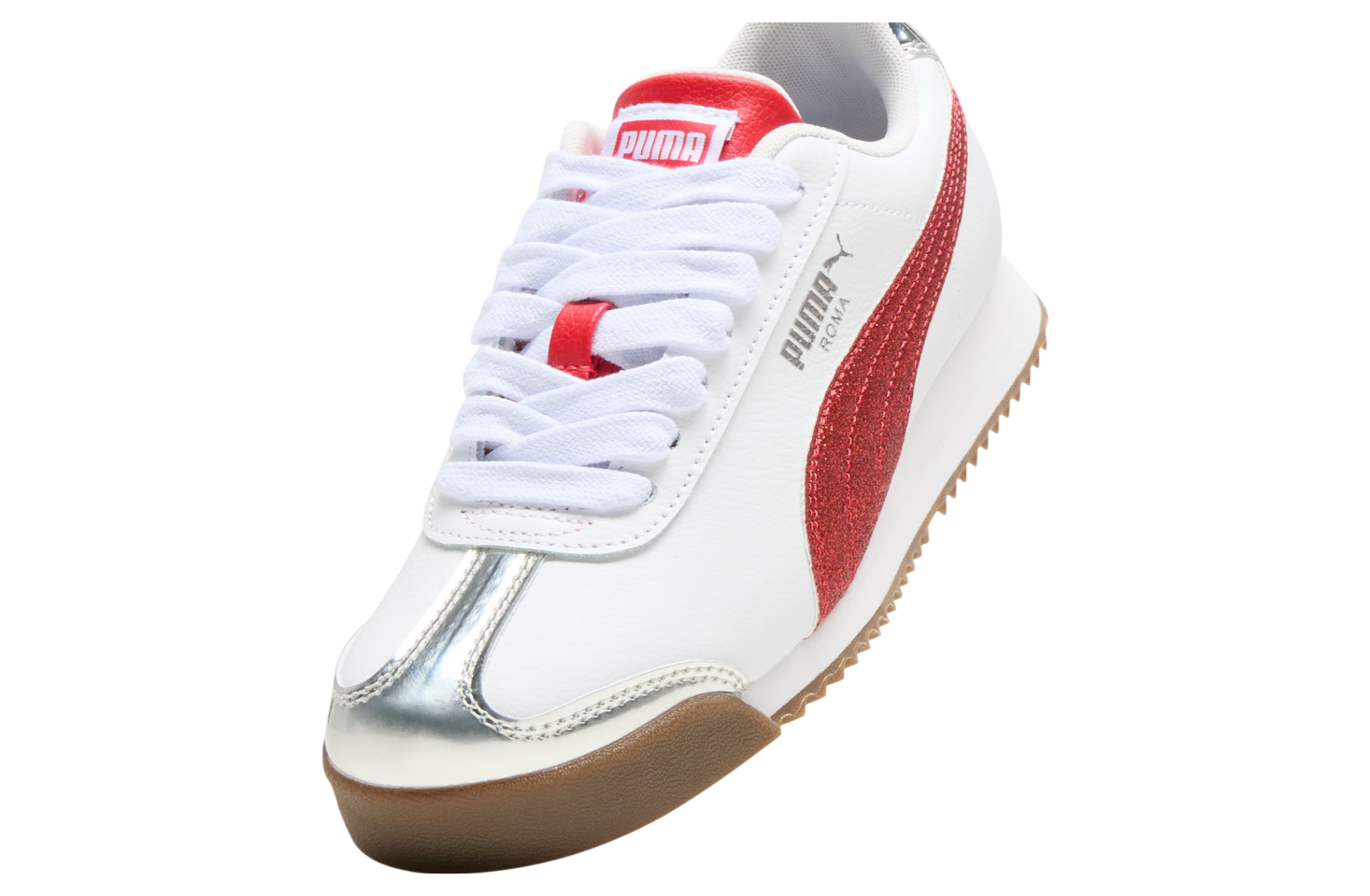 Puma Roma 24 Holiday Glitz Big Kids White / For All Time Red