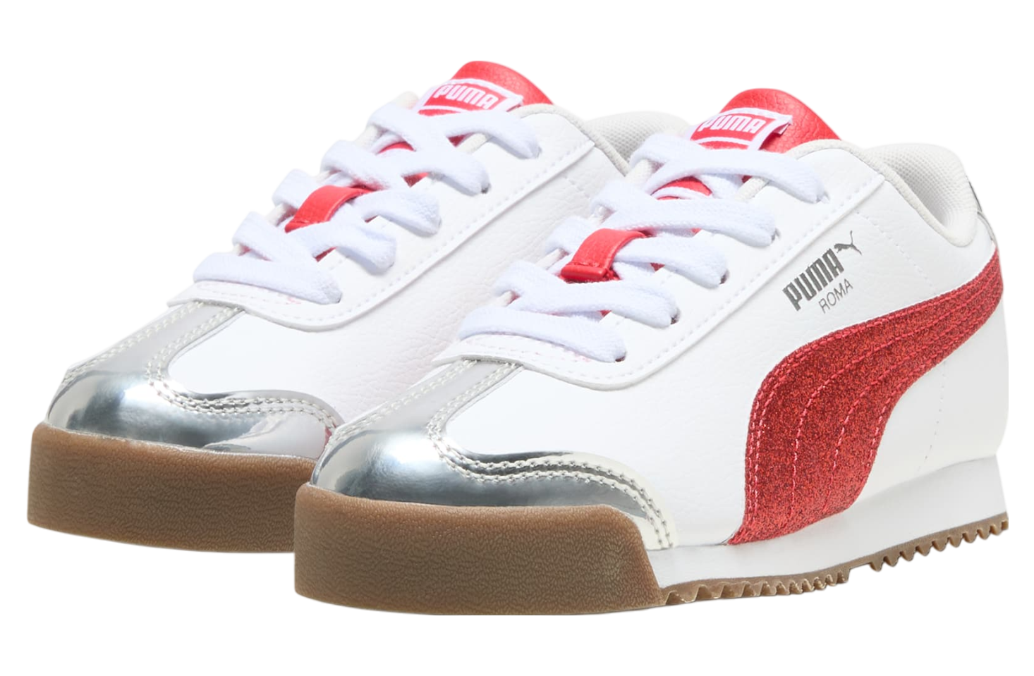 Puma Roma 24 Holiday Glitz Little Kids White / For All Time Red