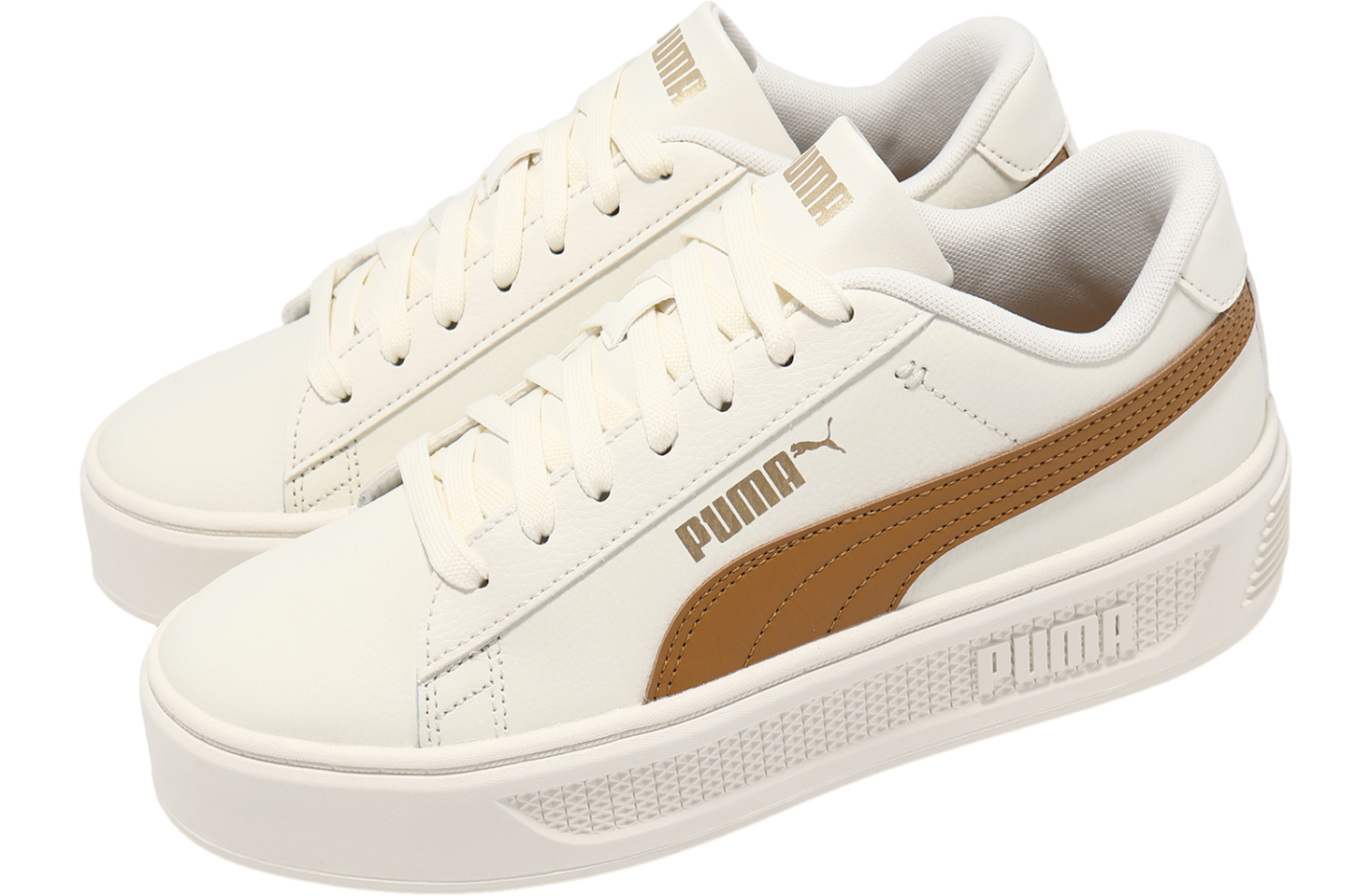 スムージー Puma Smash Platform V3 WMNS White / Brown - Jul 2024