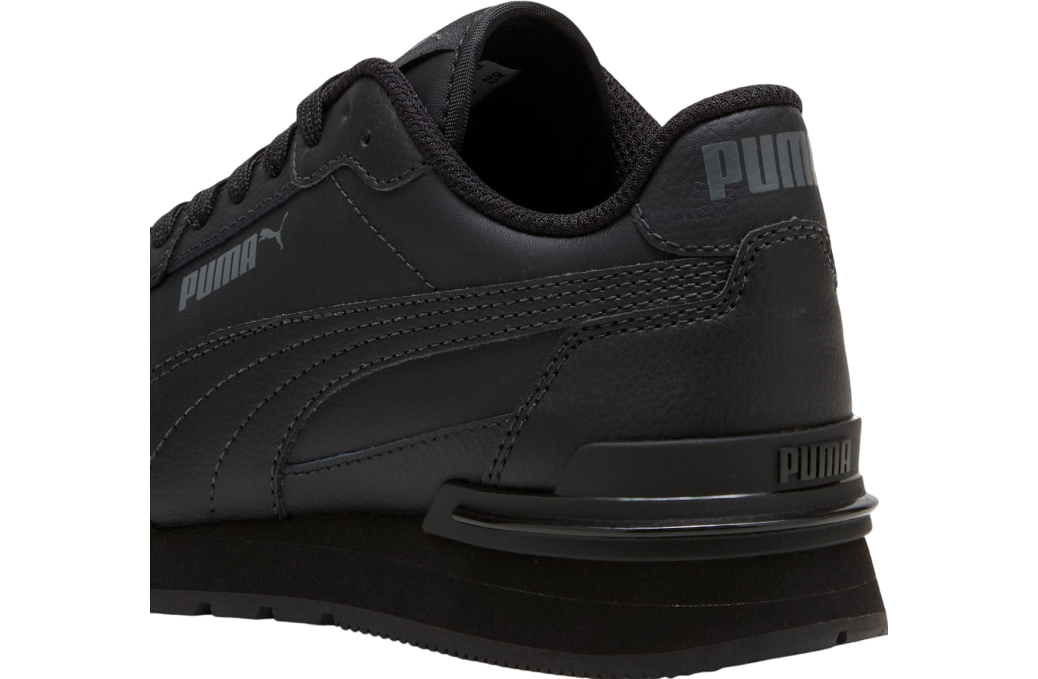 Puma St Runner V4 Leather Boys Black / Shadow Gray