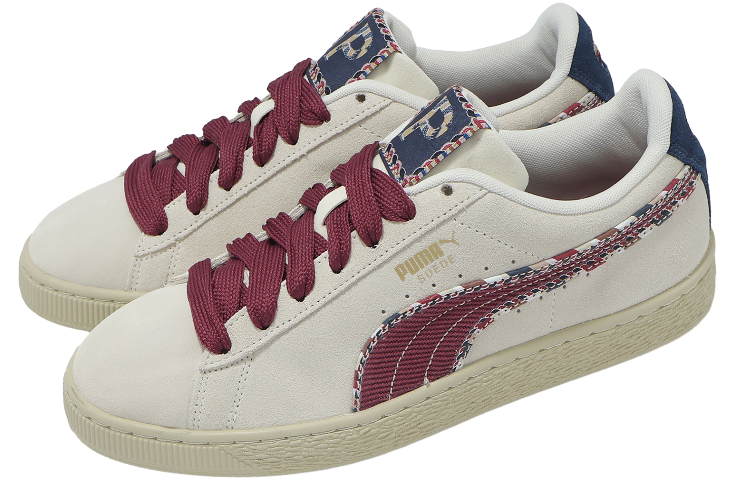 Puma Suede BZ Fringe Warm White / Team Red Navy