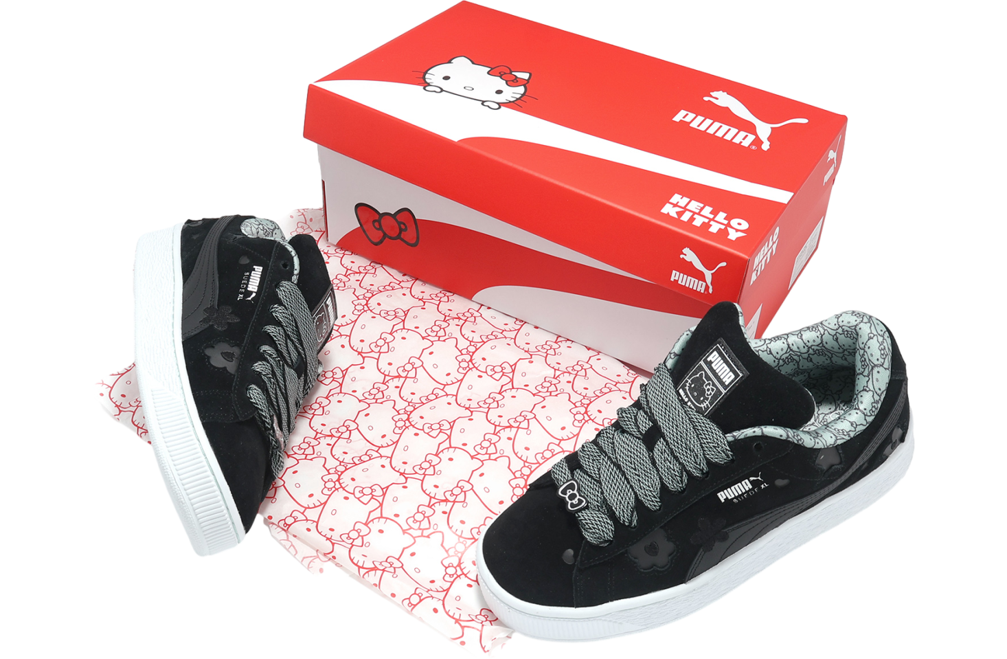 スニーカー PUMA Suede XL Hello Kitty Black Light Moss 40238101 Hello Kitty PUMA Suede XL Women's Sneakers Black-Light Moss