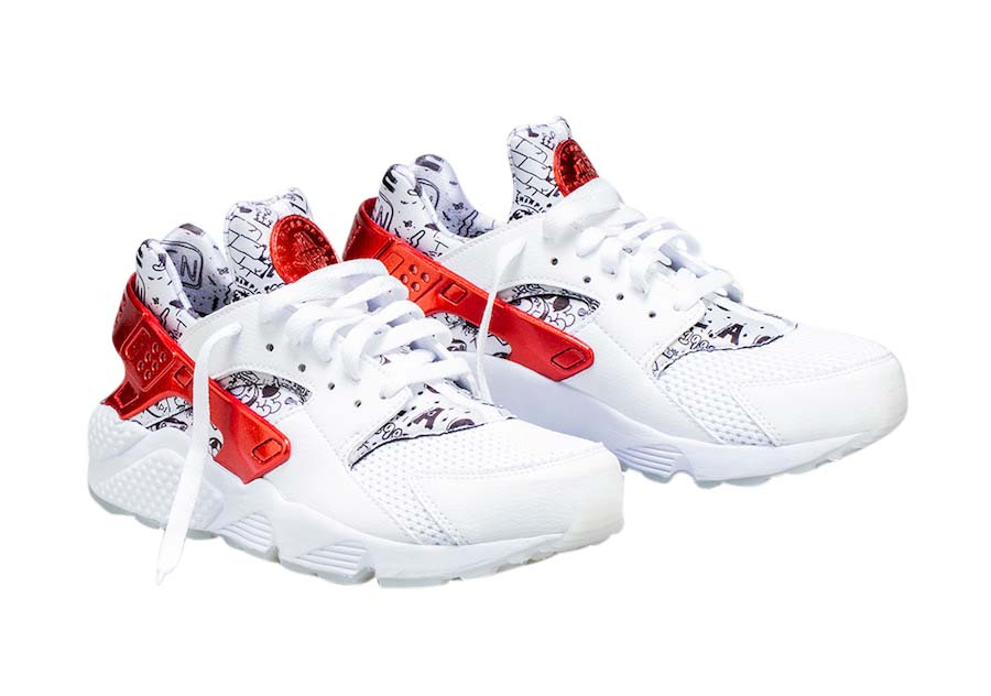 Shoe Palace x Nike Air Huarache White University Red - Jul 2018 - AJ5578-101