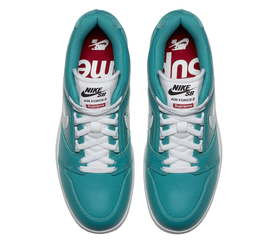 Nike SB x Supreme Air Force 2 Low 'Teal' New Emerald/White Size  11 NEW