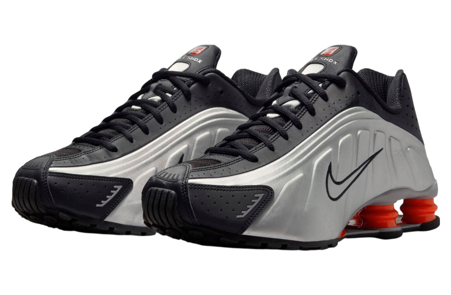 The Nike Shox R4 Metallic Silver / Red