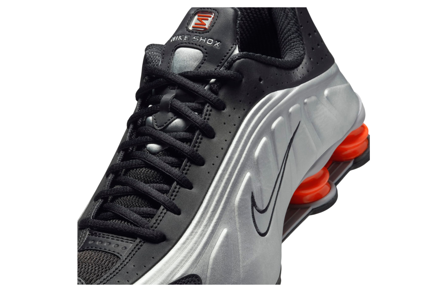 The Nike Shox R4 Metallic Silver / Red