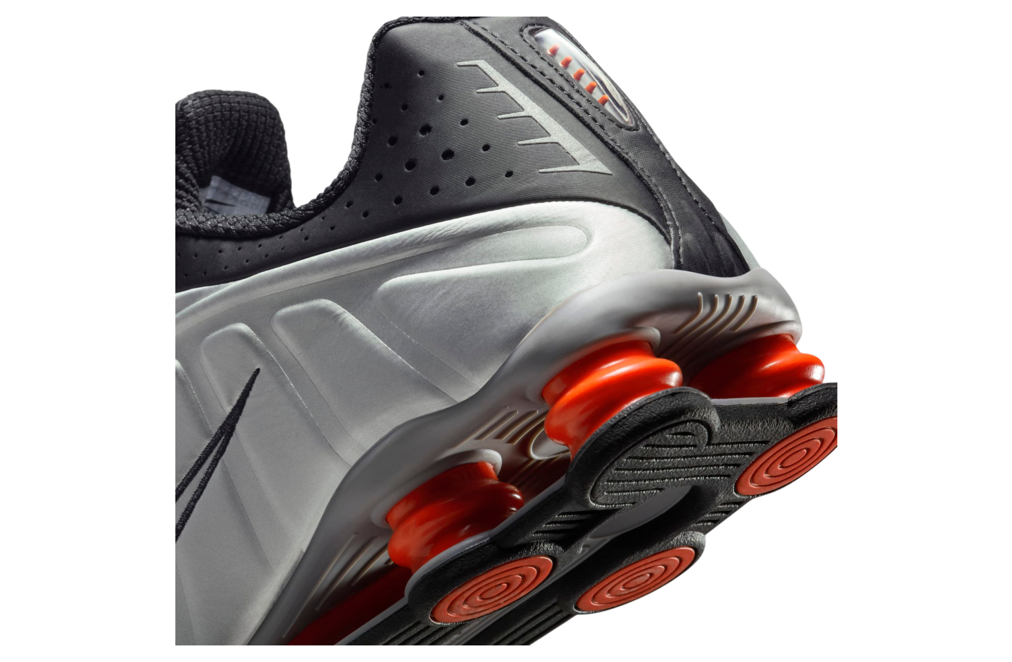 The Nike Shox R4 Metallic Silver / Red