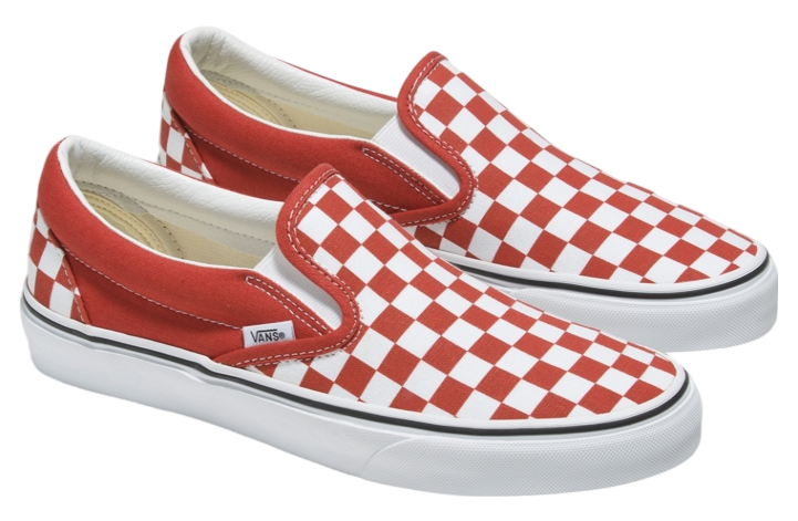 Red and white checkerboard slip on vans online