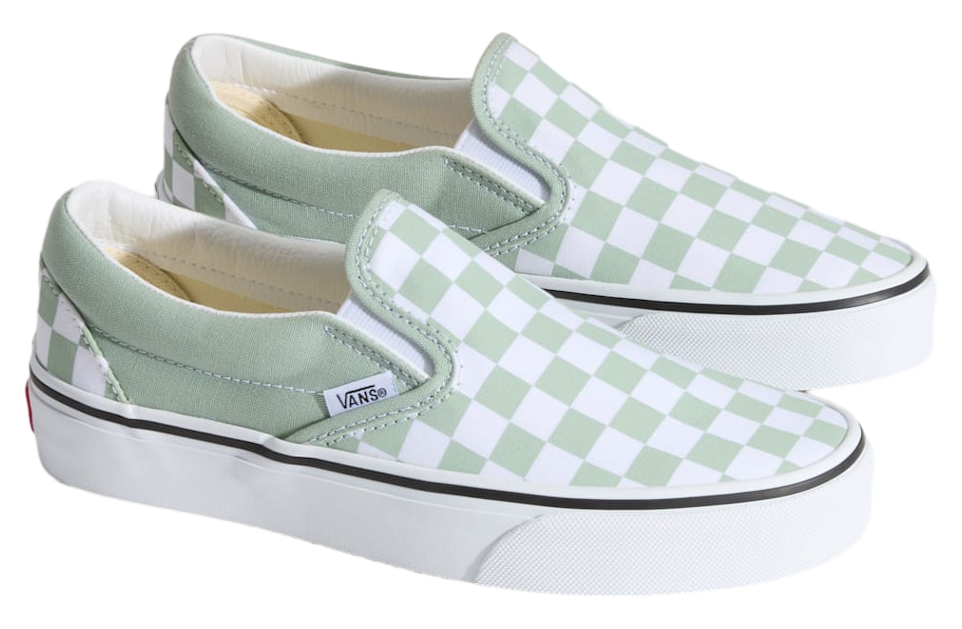 Vans Classic Slip-On Checkerboard Grey Olive Green / White