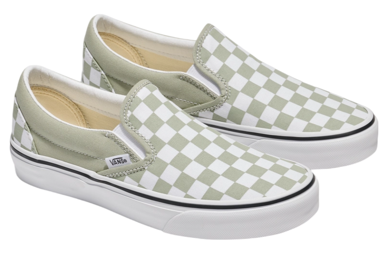 Vans Classic Slip-On Checkerboard WMNS Desert Sage Green / True White